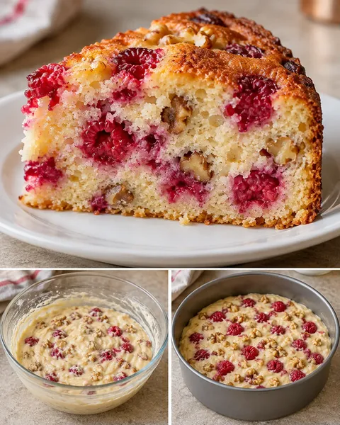 Torta allo yogurt — lamponi, vaniglia, noci