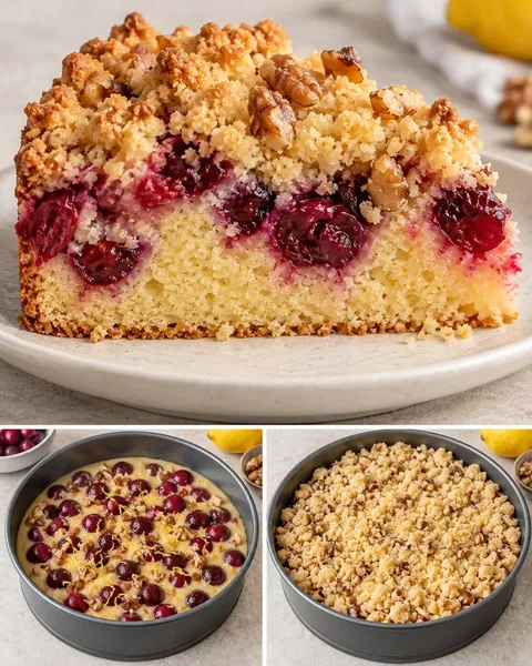 Torta con crumble — amarene, limone, noci