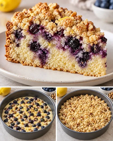 Torta con crumble — mirtilli, limone, noci
