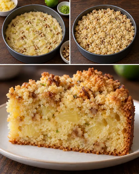 Torta con crumble — ananas, lime, noci