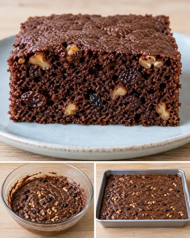 Torta al cacao — uvetta, vaniglia, noci