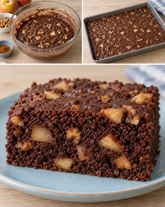 Torta al cacao — mele, cannella, noci