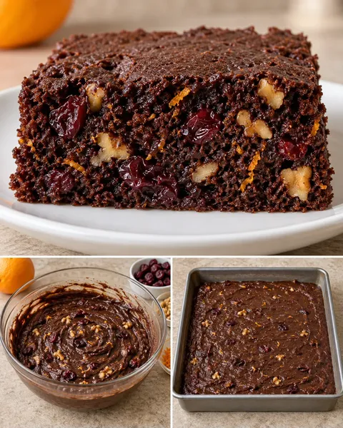 Torta al cacao — mirtilli rossi, arancia, noci