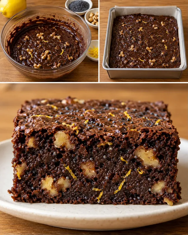 Brownie — limone, papavero, noci