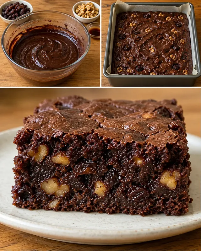 Brownie — uvetta, vaniglia, noci