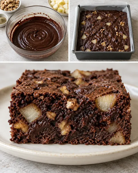Brownie — pere, cardamomo, noci