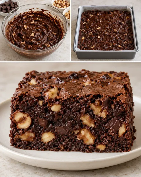 Brownie — cioccolato fondente, nocciole, noci