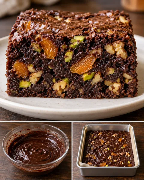 Brownie — albicocche secche, pistacchi, noci