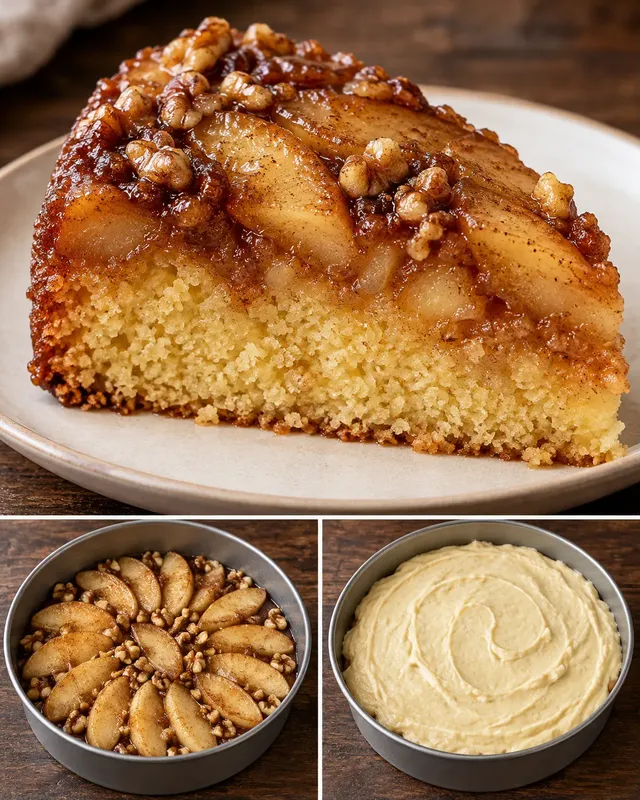 Torta rovesciata — mele, cannella, noci