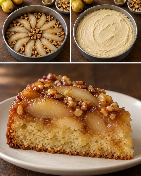 Torta rovesciata — pere, cardamomo, noci