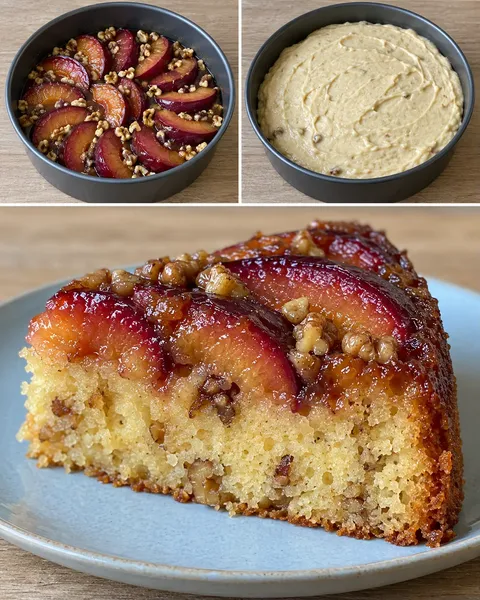 Torta rovesciata — prugne, vaniglia, noci