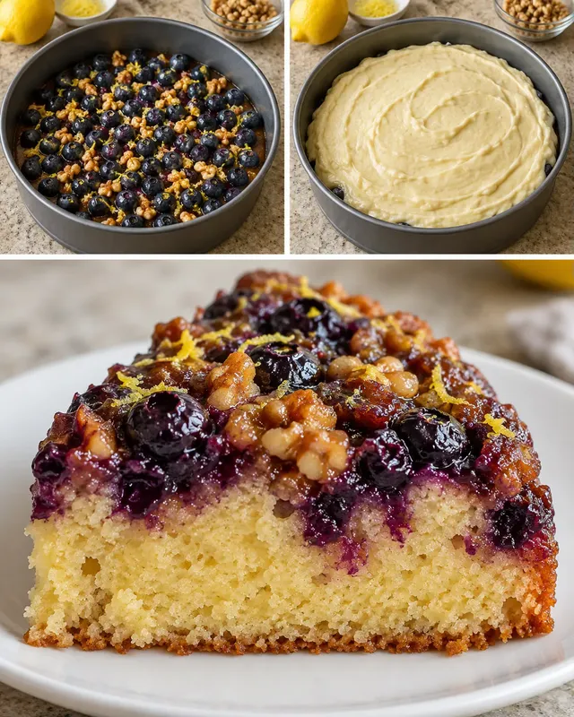 Torta rovesciata — mirtilli, limone, noci