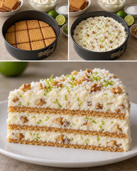 Torta fredda ai biscotti — cocco, lime, noci