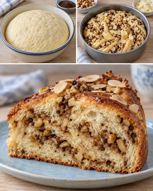 Dolce lievitato — caffè, noci, mandorle
