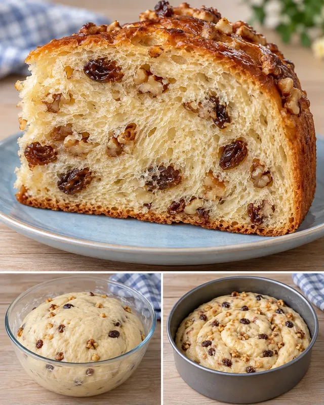 Dolce lievitato — uvetta, vaniglia, noci