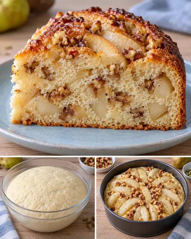 Dolce lievitato — pere, cardamomo, noci