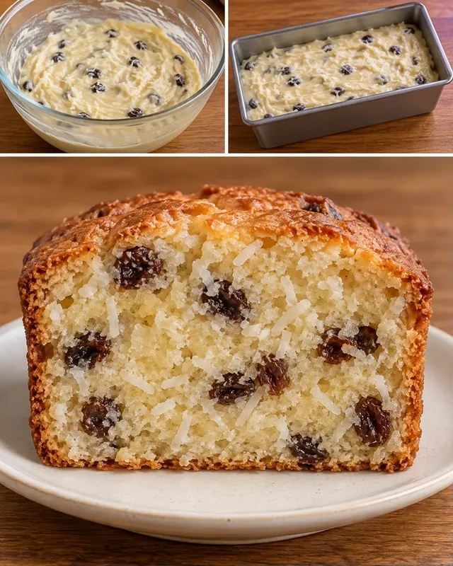 Plumcake al burro — uvetta, vaniglia, cocco