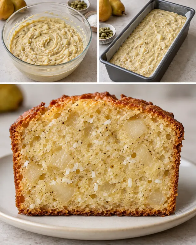 Plumcake al burro — pere, cardamomo, cocco