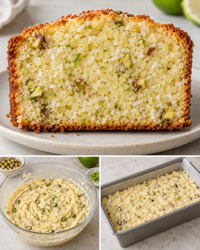 Plumcake al burro — cocco, lime, pistacchi