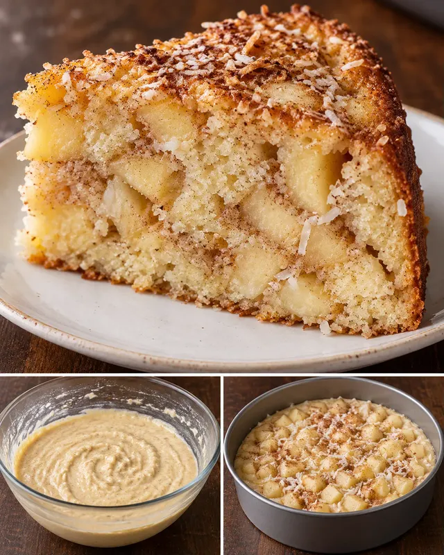 Torta allo yogurt — mele, cannella, cocco