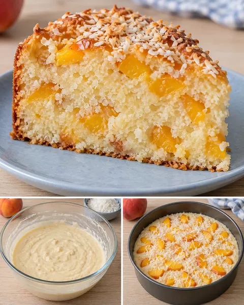 Torta allo yogurt — pesche, vaniglia, cocco