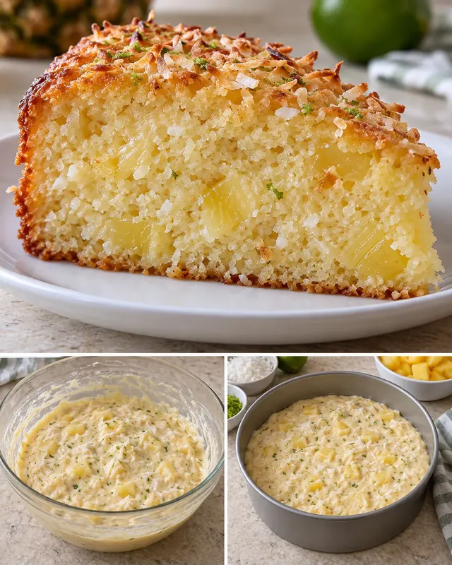 Torta allo yogurt — ananas, lime, cocco