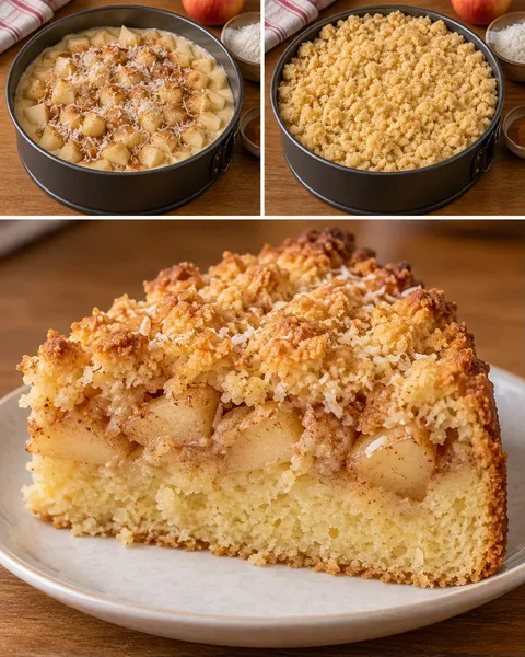 Torta con crumble — mele, cannella, cocco
