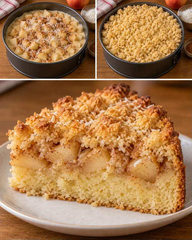 Torta con crumble — mele, cannella, cocco