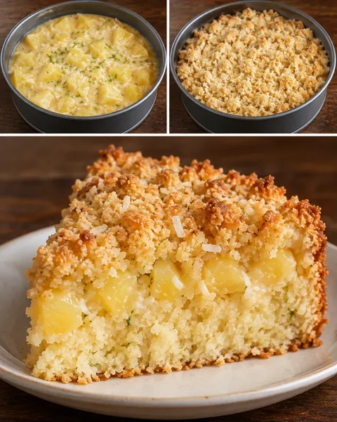 Torta con crumble — ananas, lime, cocco