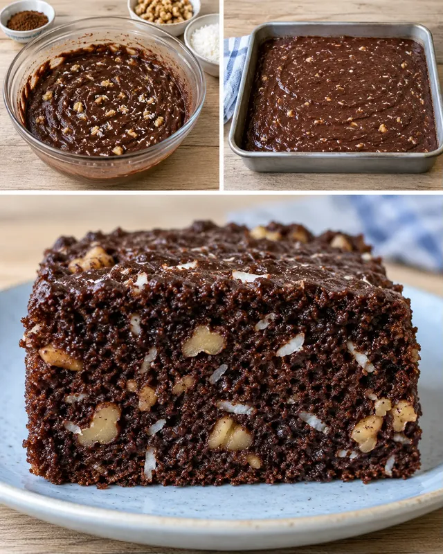 Torta al cacao — caffè, noci, cocco