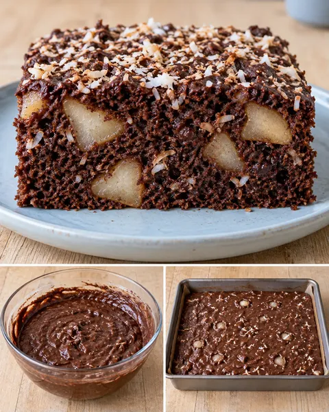 Torta al cacao — pere, cardamomo, cocco