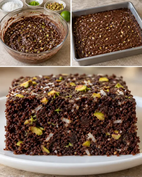 Torta al cacao — cocco, lime, pistacchi