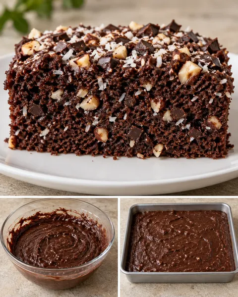 Torta al cacao — cioccolato fondente, nocciole, cocco
