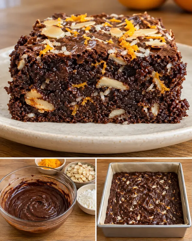 Brownie — arancia, mandorle, cocco