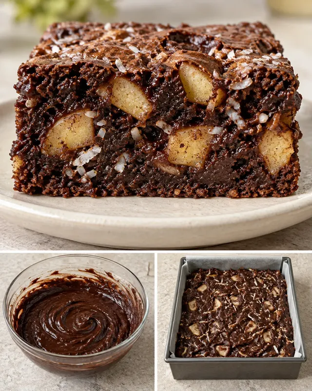Brownie — mele, cannella, cocco