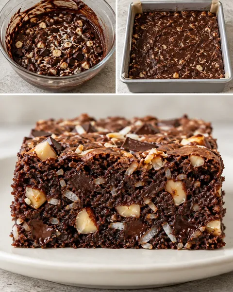 Brownie — cioccolato fondente, nocciole, cocco