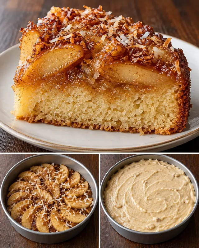 Torta rovesciata — mele, cannella, cocco