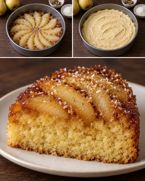 Torta rovesciata — pere, cardamomo, cocco