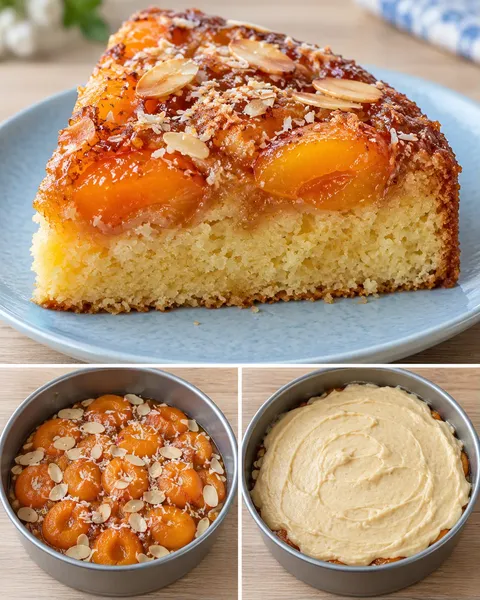 Torta rovesciata — albicocche, mandorle, cocco