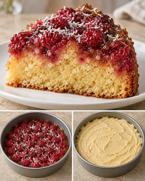 Torta rovesciata — lamponi, vaniglia, cocco
