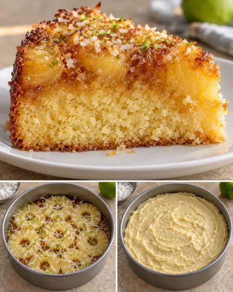 Torta rovesciata — ananas, lime, cocco