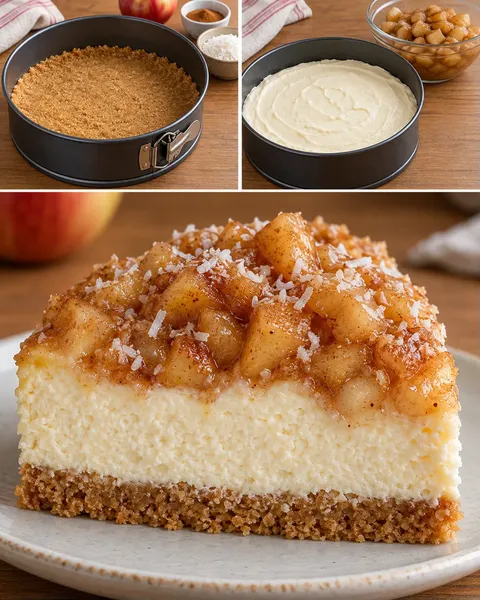 Cheesecake al forno — mele, cannella, cocco