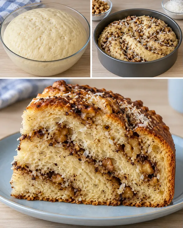 Dolce lievitato — caffè, noci, cocco
