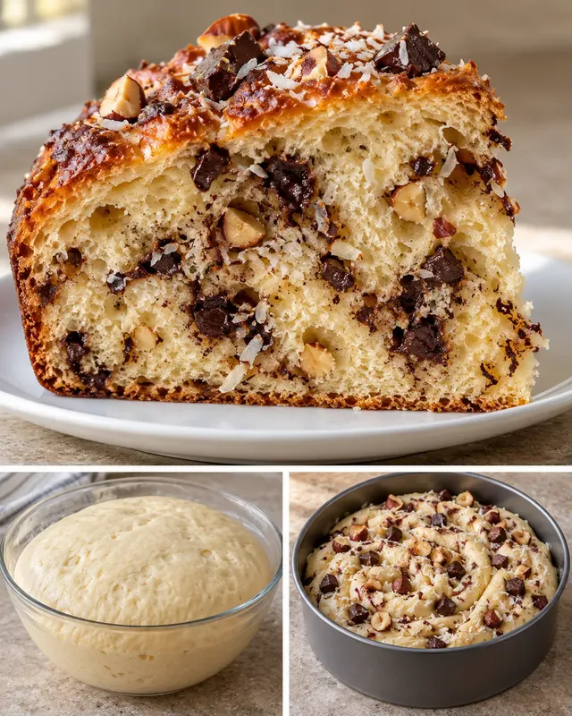 Dolce lievitato — cioccolato fondente, nocciole, cocco
