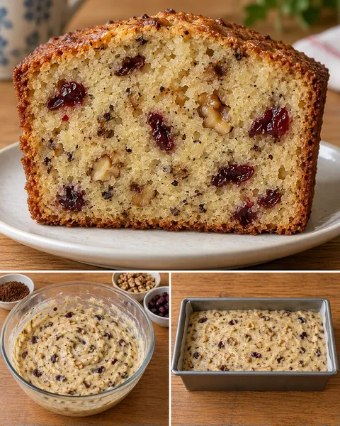 Plumcake al burro — caffè, noci, mirtilli rossi