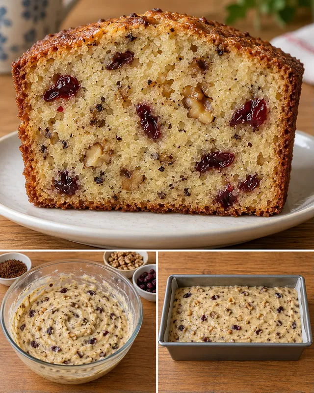Plumcake al burro — caffè, noci, mirtilli rossi