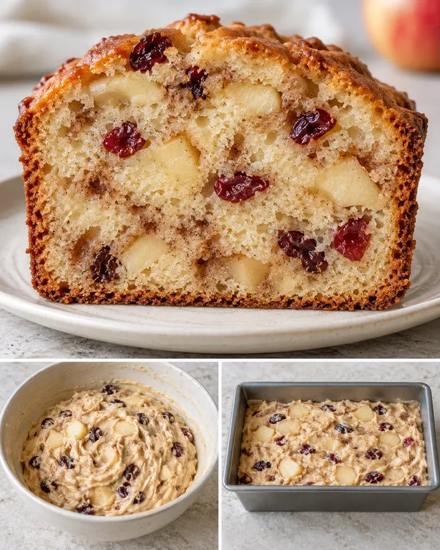 Plumcake al burro — mele, cannella, mirtilli rossi