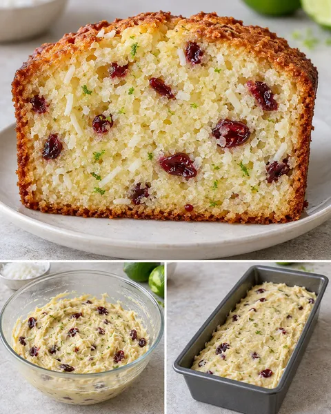 Plumcake al burro — cocco, lime, mirtilli rossi