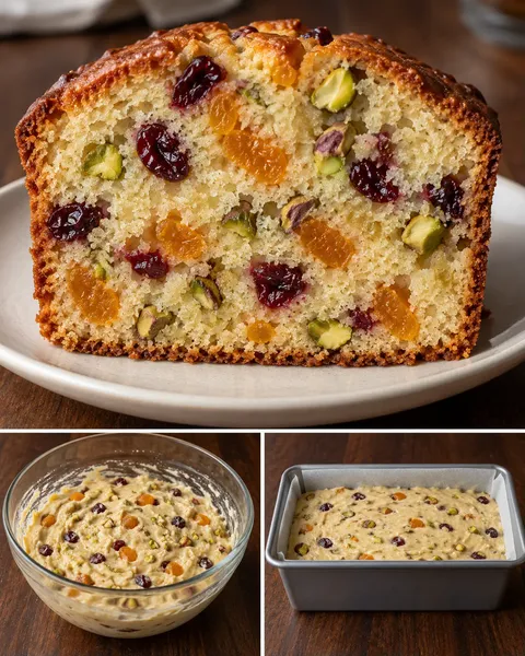 Plumcake al burro — albicocche secche, pistacchi, mirtilli rossi