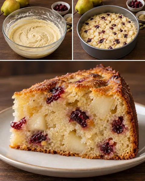 Torta allo yogurt — pere, cardamomo, mirtilli rossi